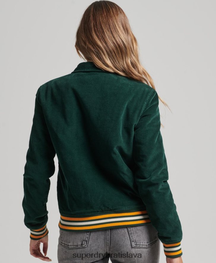 Superdry ženy kordová bomber bunda 6B4ZTR5618 oblečenie zelená