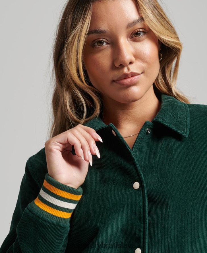 Superdry ženy kordová bomber bunda 6B4ZTR5618 oblečenie zelená