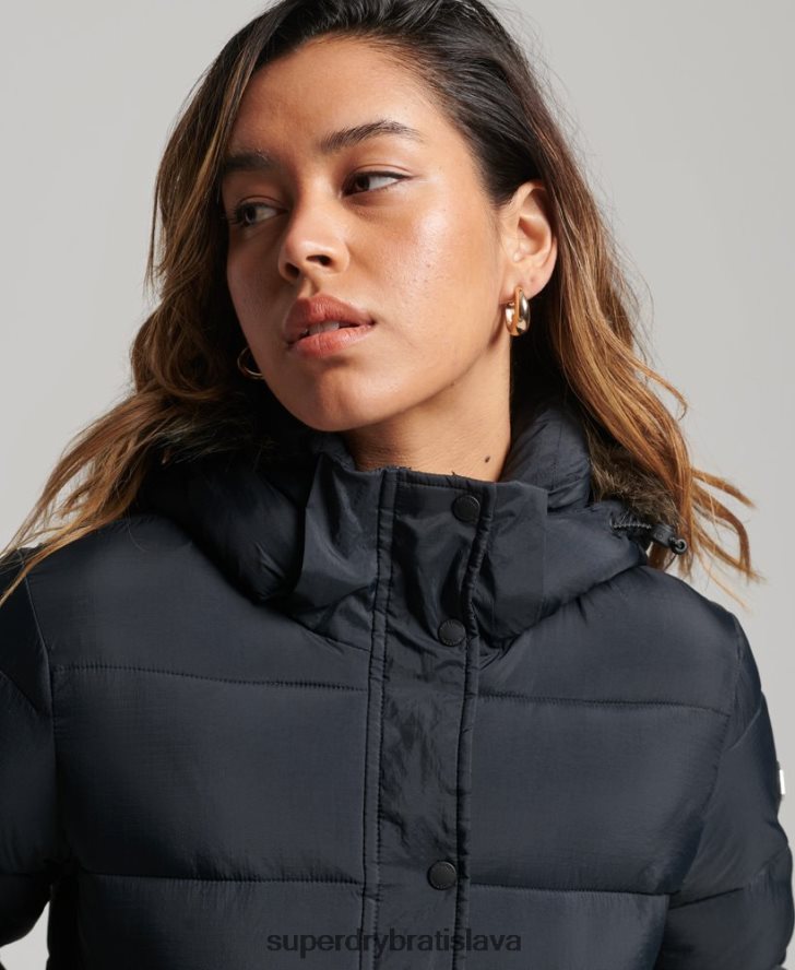 Superdry ženy krátka bunda strednej vrstvy s kapucňou 6B4ZTR3633 oblečenie tmavošedý