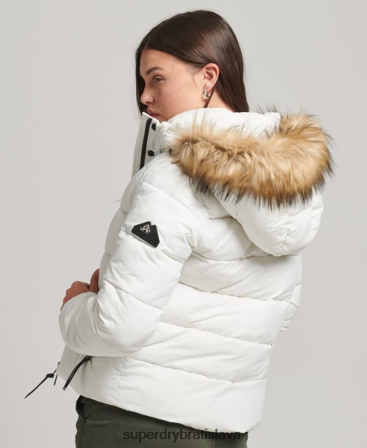 Superdry ženy krátka bunda strednej vrstvy s kapucňou 6B4ZTR3670 oblečenie biely