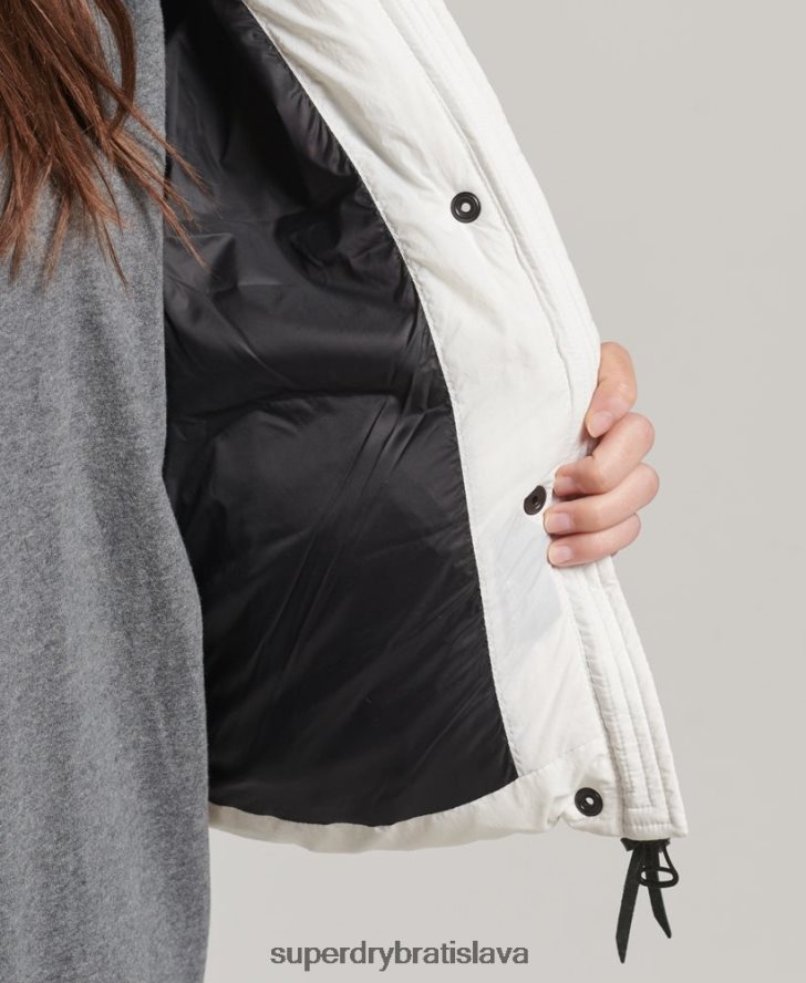 Superdry ženy krátka bunda strednej vrstvy s kapucňou 6B4ZTR3670 oblečenie biely
