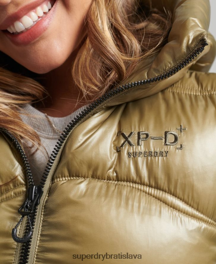 Superdry ženy lesk prikrývka skrátená vatovaná vesta 6B4ZTR5461 oblečenie zelená