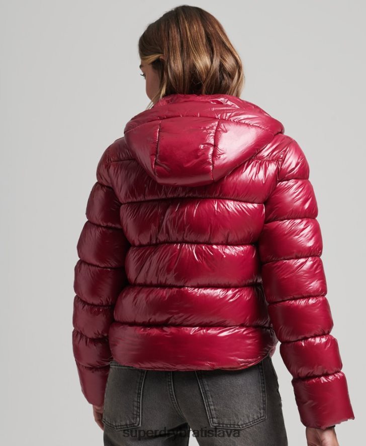 Superdry ženy lesklá športová bunda s kapucňou 6B4ZTR3607 oblečenie Ružová