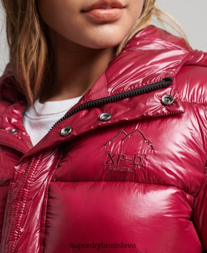 Superdry ženy lesklá športová bunda s kapucňou 6B4ZTR3607 oblečenie Ružová