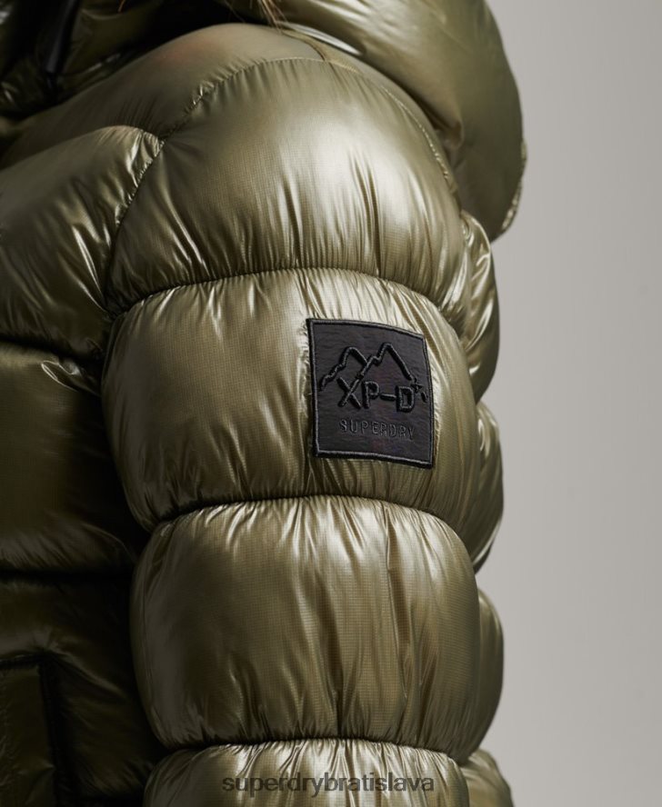 Superdry ženy lesklá športová bunda s kapucňou 6B4ZTR3691 oblečenie zelená