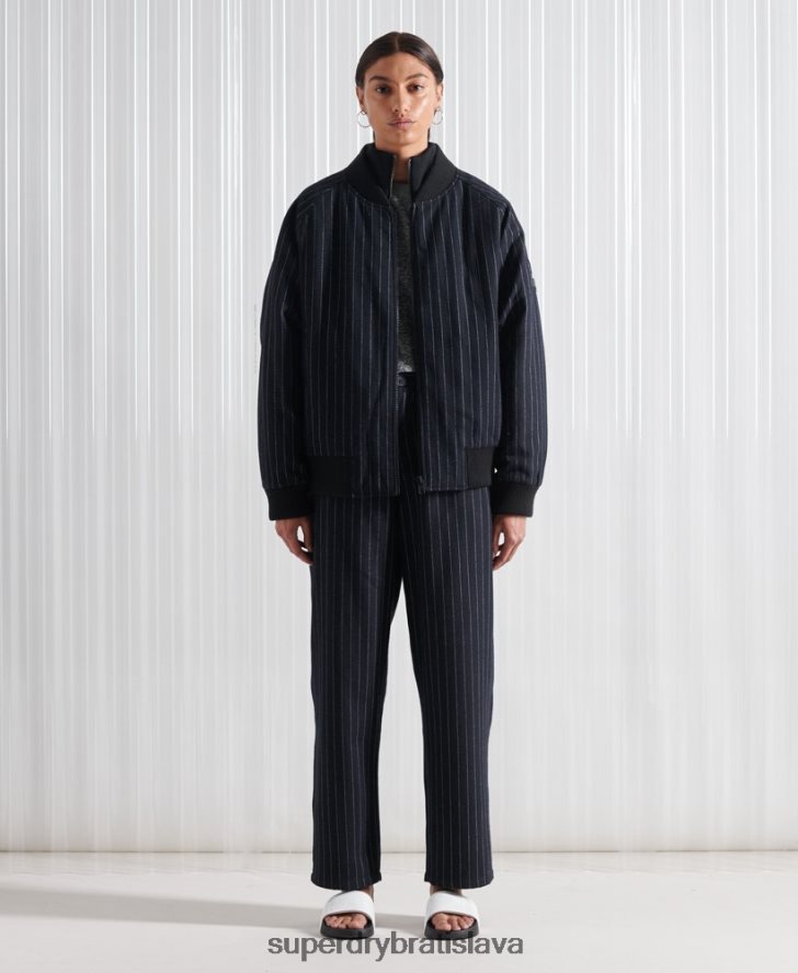 Superdry ženy limitovaná edícia sdx pinstripe bomber bunda 6B4ZTR5536 oblečenie námorníctvo