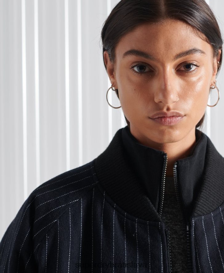 Superdry ženy limitovaná edícia sdx pinstripe bomber bunda 6B4ZTR5536 oblečenie námorníctvo
