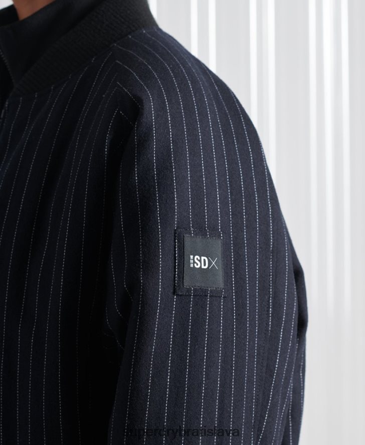 Superdry ženy limitovaná edícia sdx pinstripe bomber bunda 6B4ZTR5536 oblečenie námorníctvo