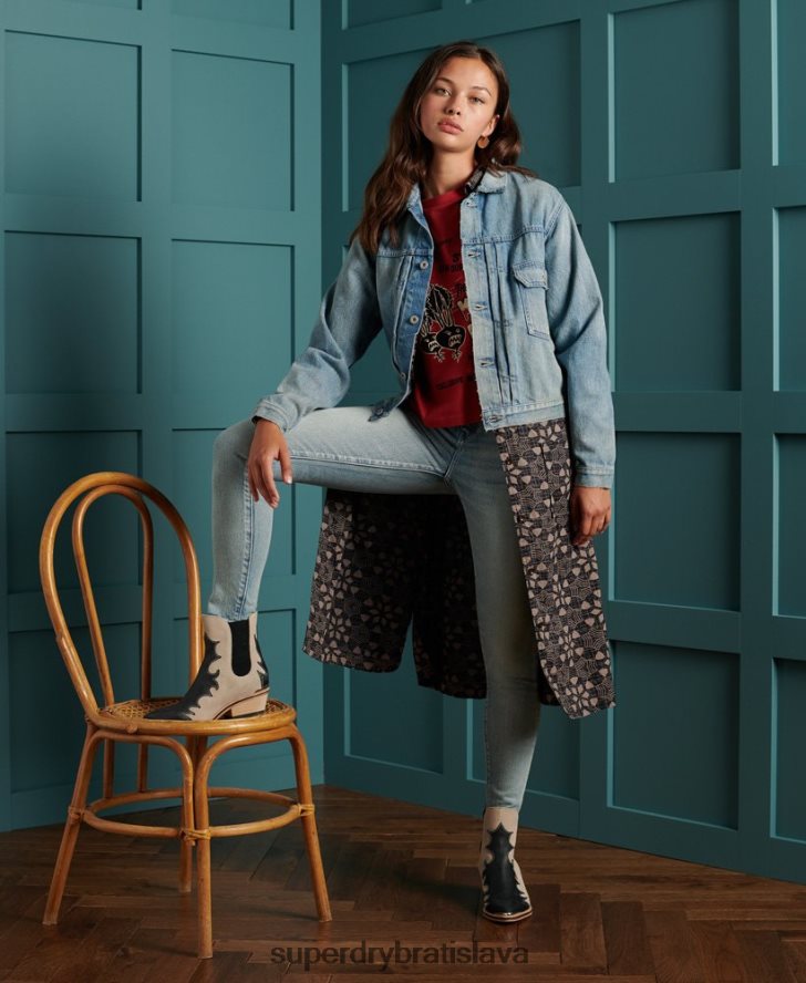 Superdry ženy limitovaná edícia suchej japonskej robotníckej bundy 6B4ZTR3846 oblečenie Modrá