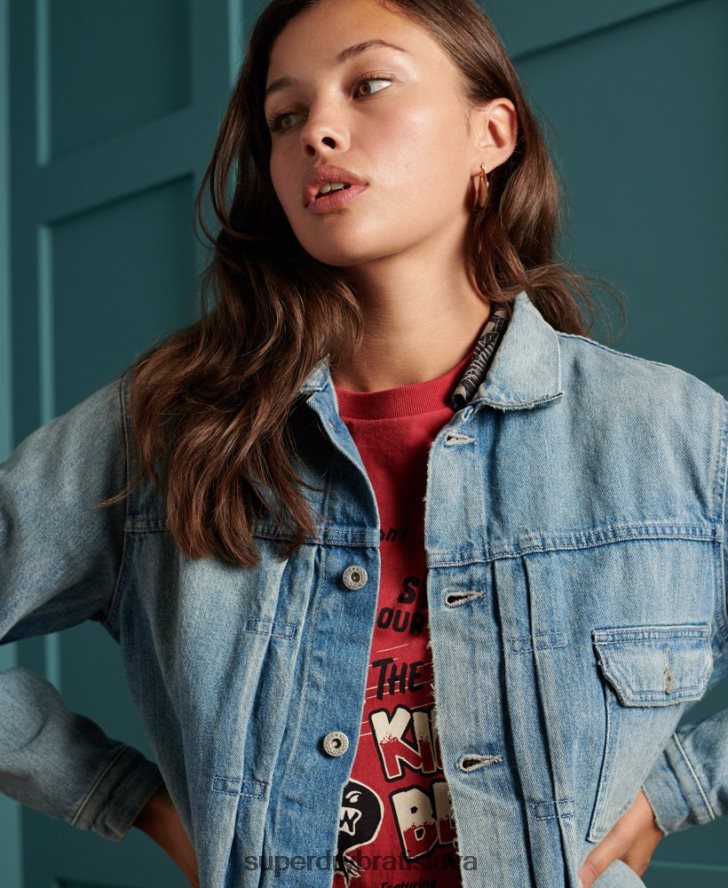 Superdry ženy limitovaná edícia suchej japonskej robotníckej bundy 6B4ZTR3846 oblečenie Modrá