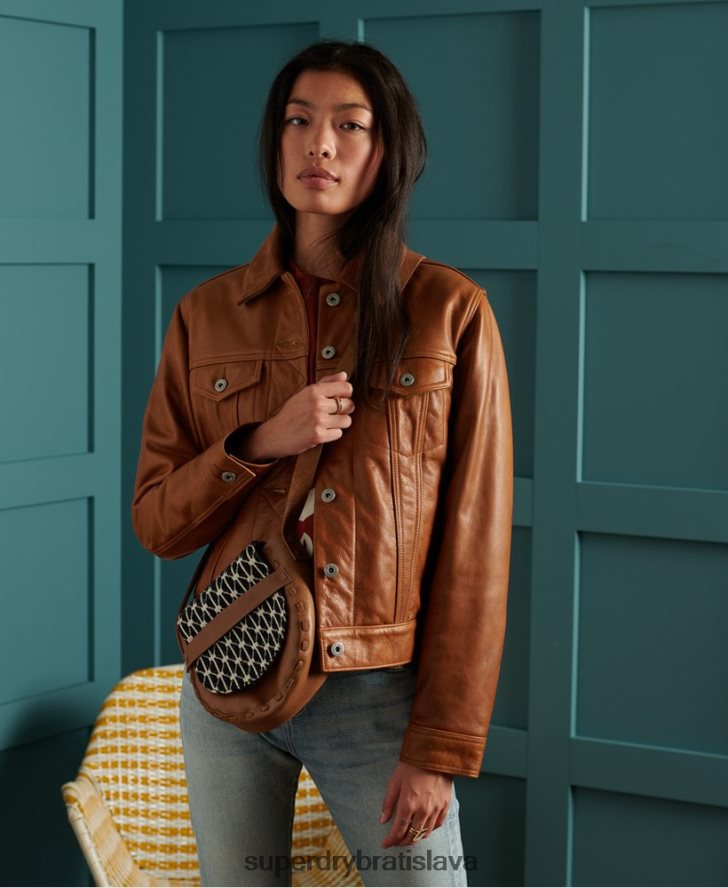 Superdry ženy limitovaná edícia suchej koženej bundy 6B4ZTR3757 oblečenie opálenie