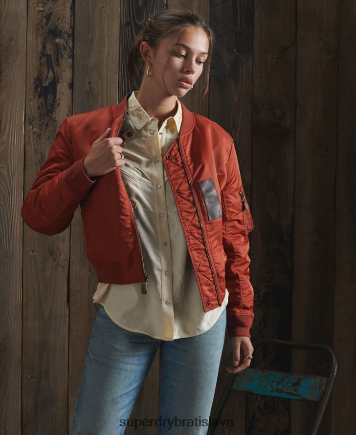 Superdry ženy limitovaná edícia suchej obojstrannej bundy 6B4ZTR5551 oblečenie červená