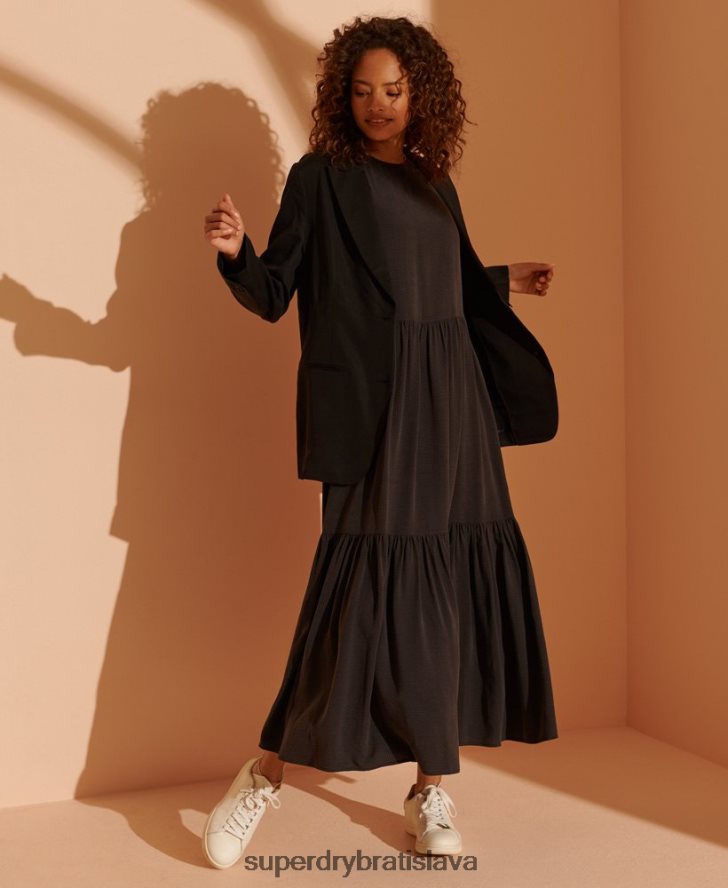 Superdry ženy limitovaná edícia tencel blejzer 6B4ZTR5530 oblečenie čierna