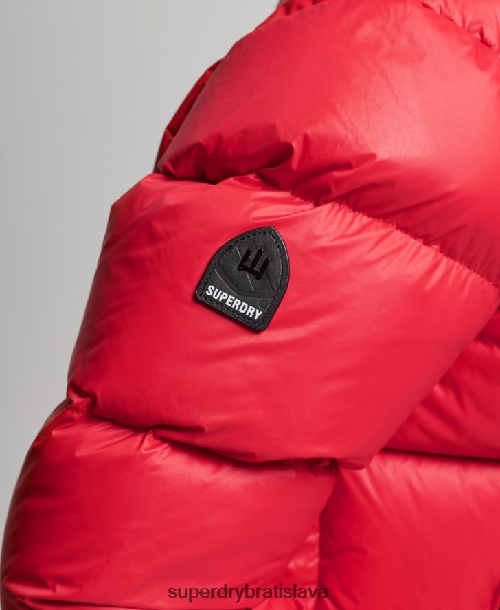 Superdry ženy luxusná alpská páperová vystužená bunda 6B4ZTR5584 oblečenie červená