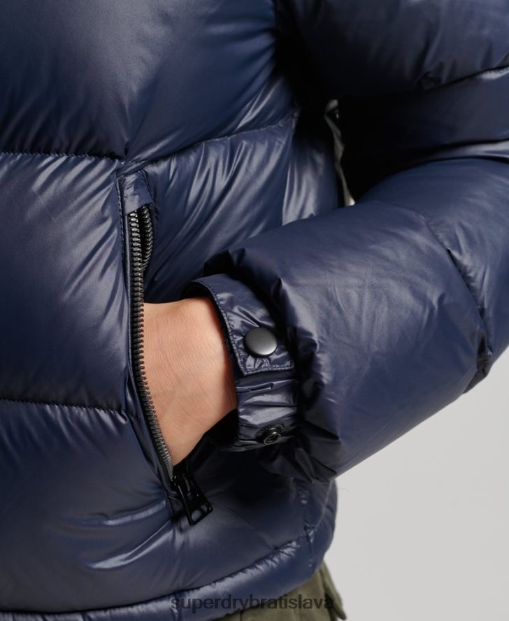 Superdry ženy luxusná alpská páperová vystužená bunda 6B4ZTR5687 oblečenie námorníctvo