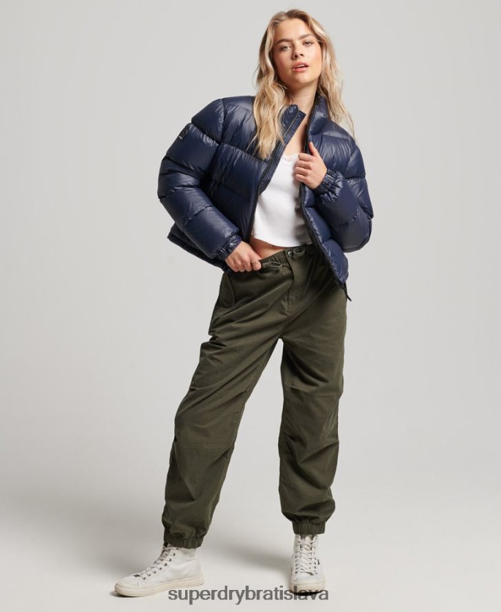 Superdry ženy luxusná alpská páperová vystužená bunda 6B4ZTR5687 oblečenie námorníctvo
