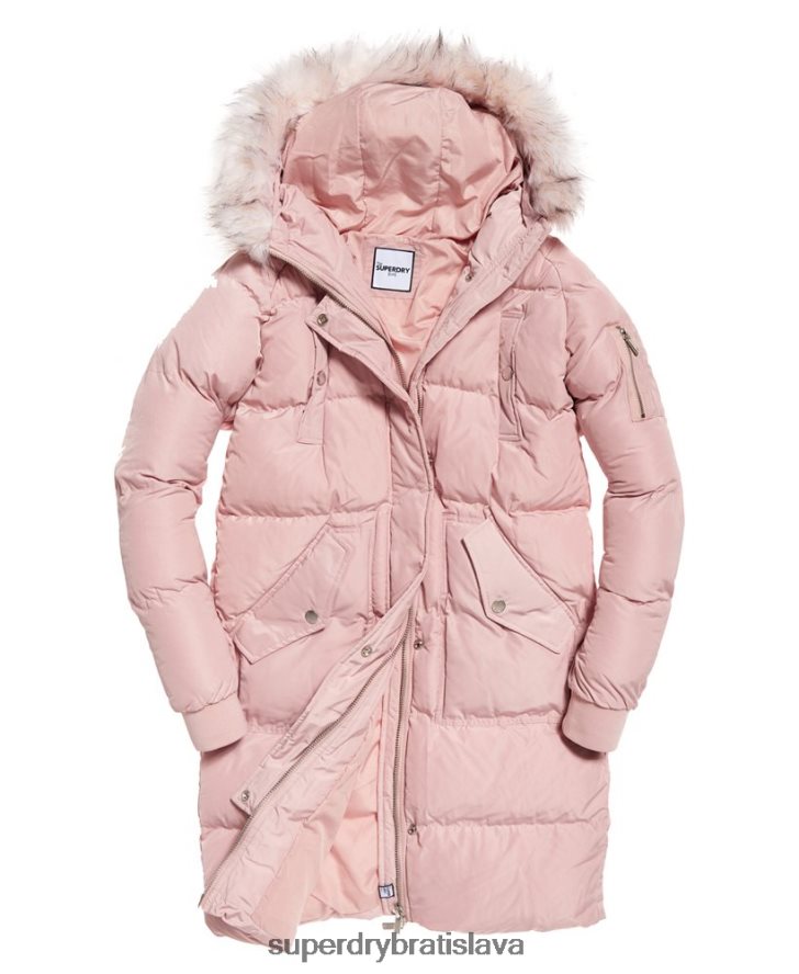 Superdry ženy luxusná bunda s dlhými vlasmi 6B4ZTR3848 oblečenie Ružová