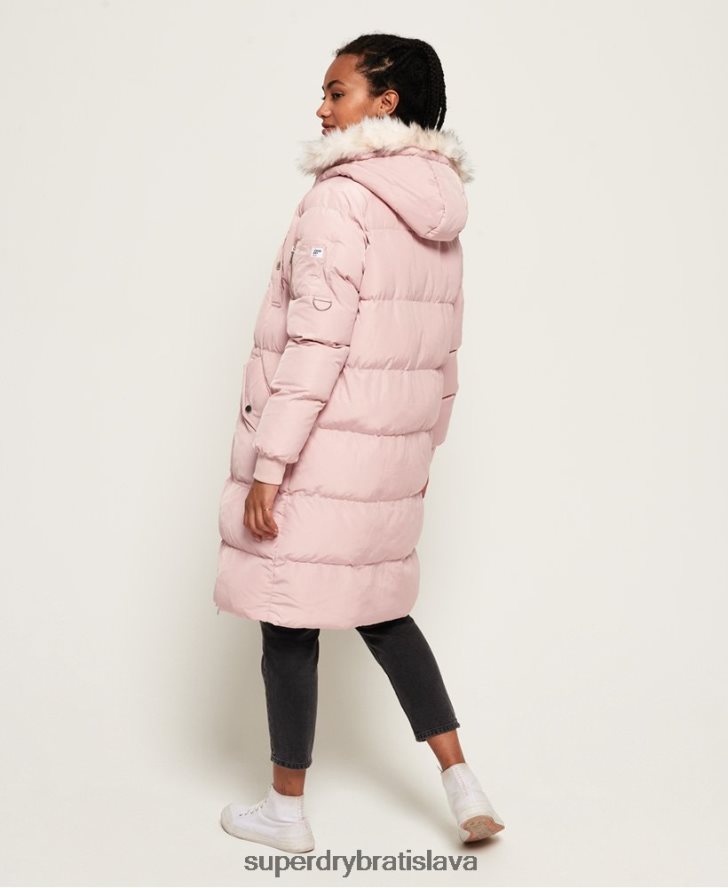 Superdry ženy luxusná bunda s dlhými vlasmi 6B4ZTR3848 oblečenie Ružová