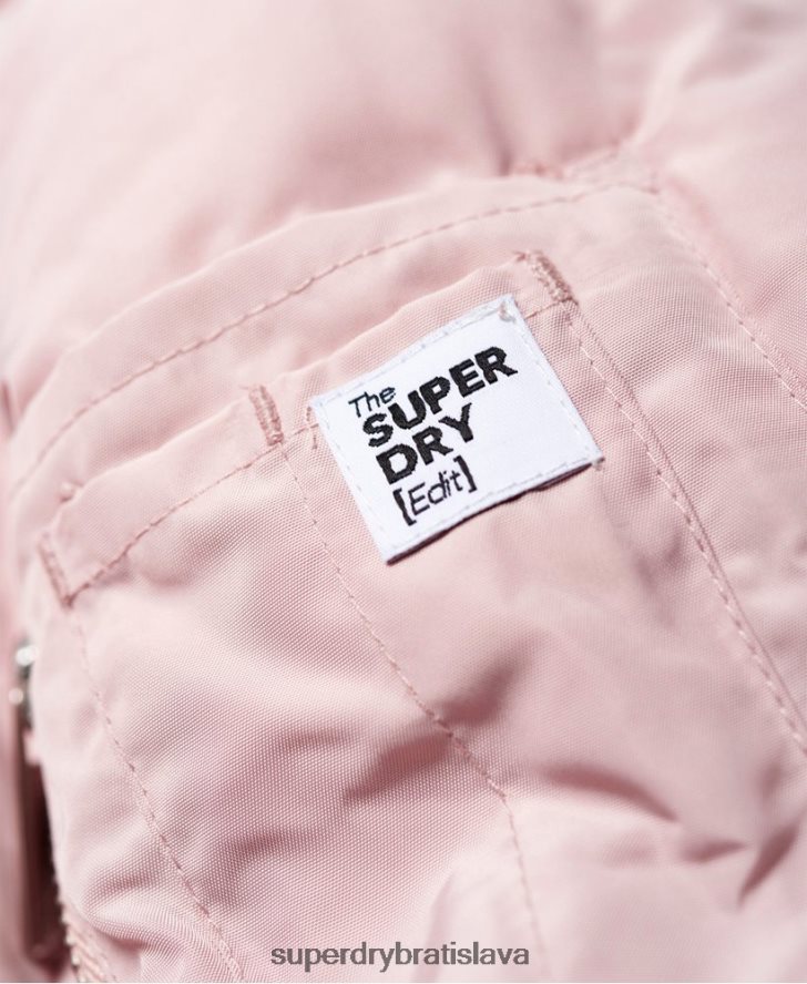 Superdry ženy luxusná bunda s dlhými vlasmi 6B4ZTR3848 oblečenie Ružová