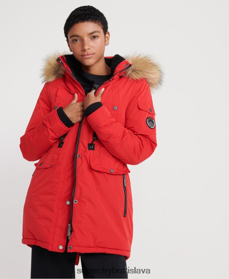 Superdry ženy nadare parka z mikrovlákna 6B4ZTR5643 oblečenie červená