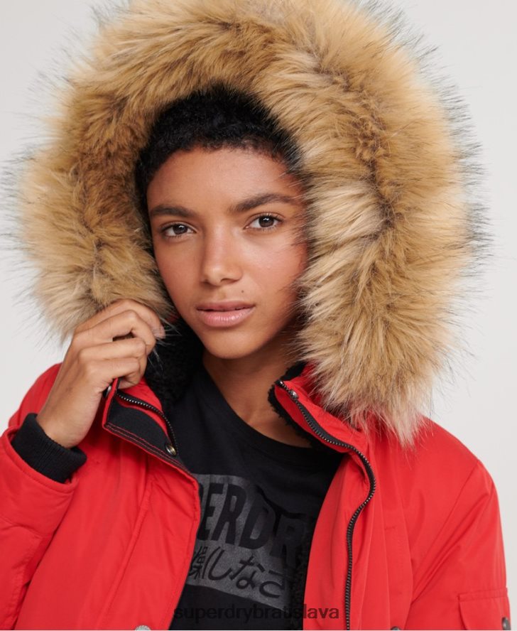 Superdry ženy nadare parka z mikrovlákna 6B4ZTR5643 oblečenie červená