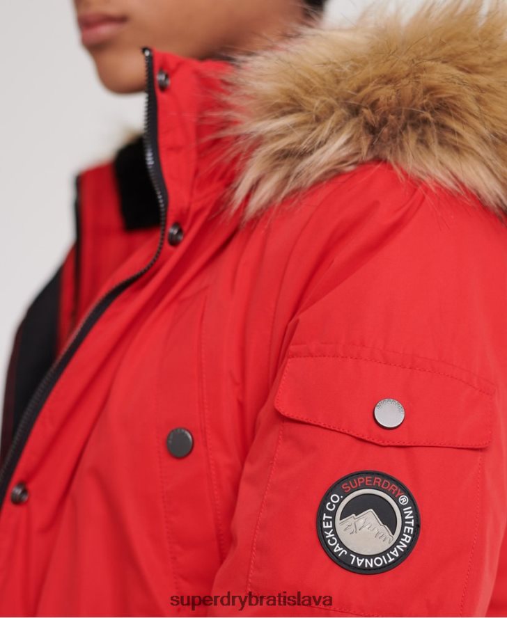 Superdry ženy nadare parka z mikrovlákna 6B4ZTR5643 oblečenie červená