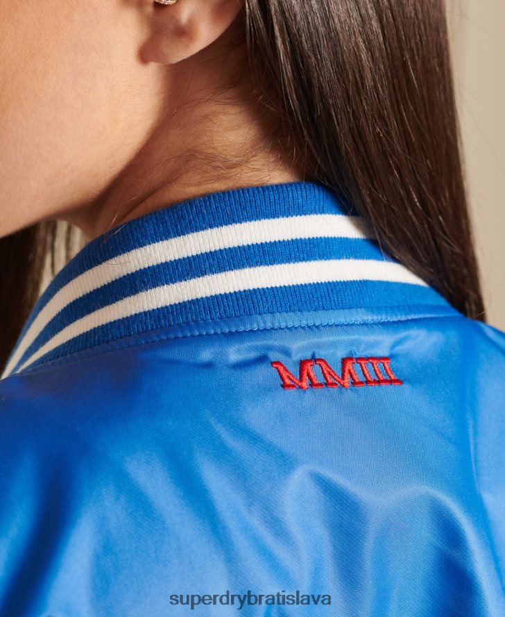 Superdry ženy nadrozmerná univerzitná baseballová bunda 6B4ZTR3852 oblečenie Modrá