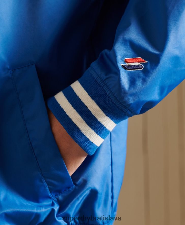Superdry ženy nadrozmerná univerzitná baseballová bunda 6B4ZTR3852 oblečenie Modrá