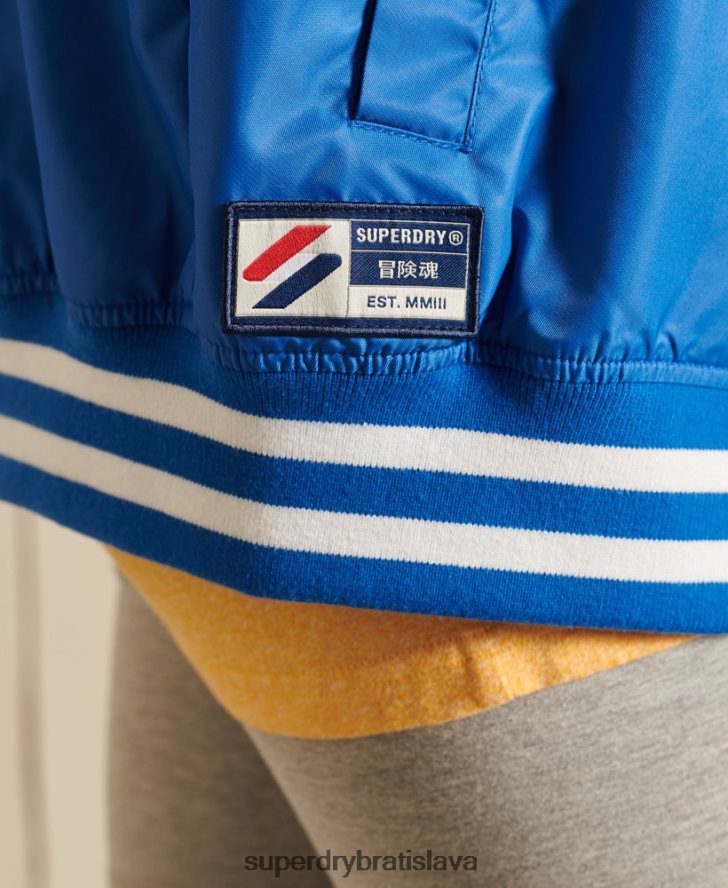 Superdry ženy nadrozmerná univerzitná baseballová bunda 6B4ZTR3852 oblečenie Modrá