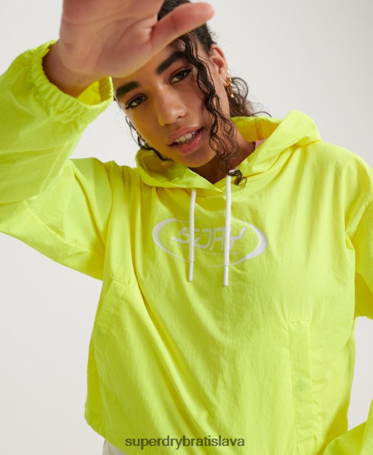 Superdry ženy neónová skrátená horná baliaca bunda 6B4ZTR3850 oblečenie žltá