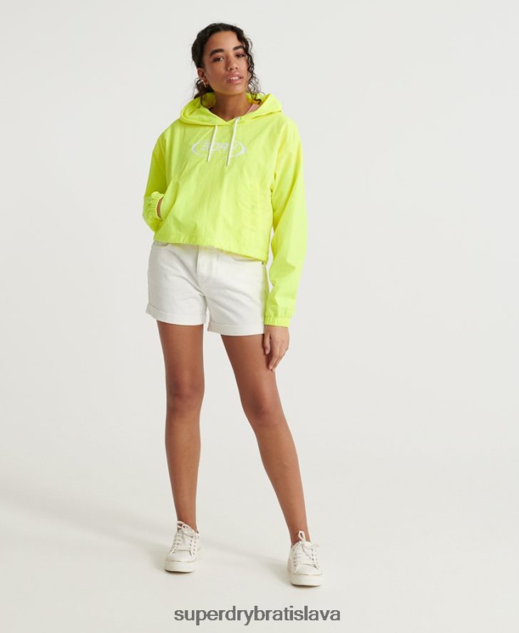 Superdry ženy neónová skrátená horná baliaca bunda 6B4ZTR3850 oblečenie žltá