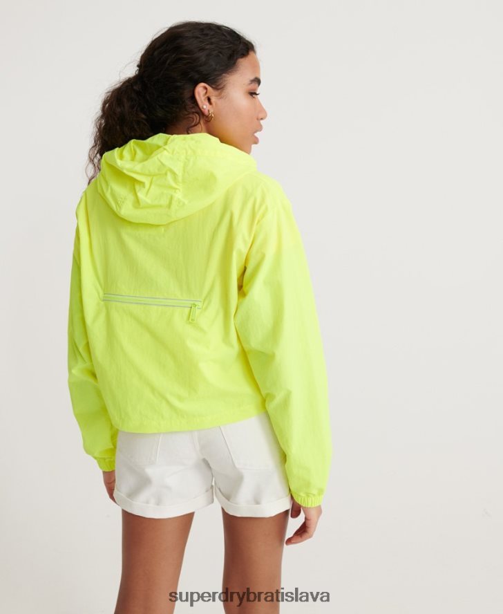 Superdry ženy neónová skrátená horná baliaca bunda 6B4ZTR3850 oblečenie žltá