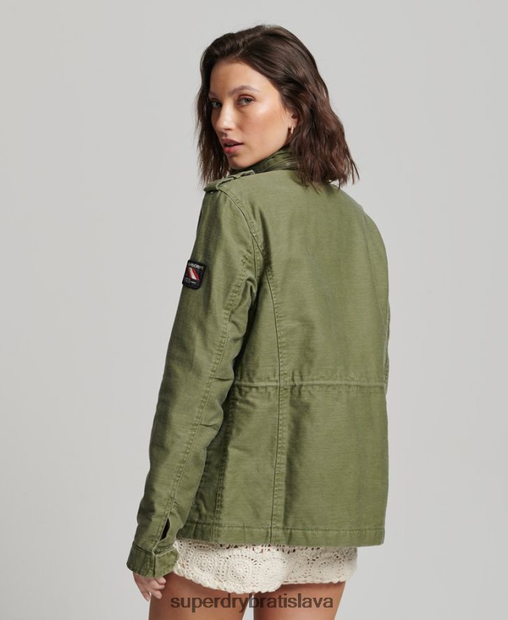 Superdry ženy nováčik borg podšitá vojenská bunda 6B4ZTR5416 oblečenie kaki