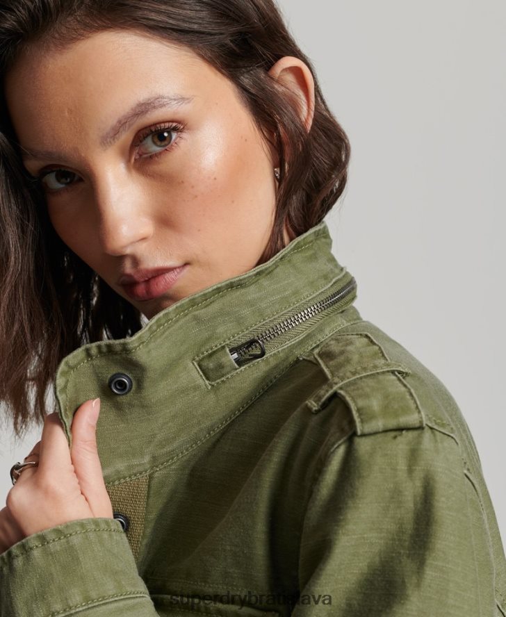 Superdry ženy nováčik borg podšitá vojenská bunda 6B4ZTR5416 oblečenie kaki