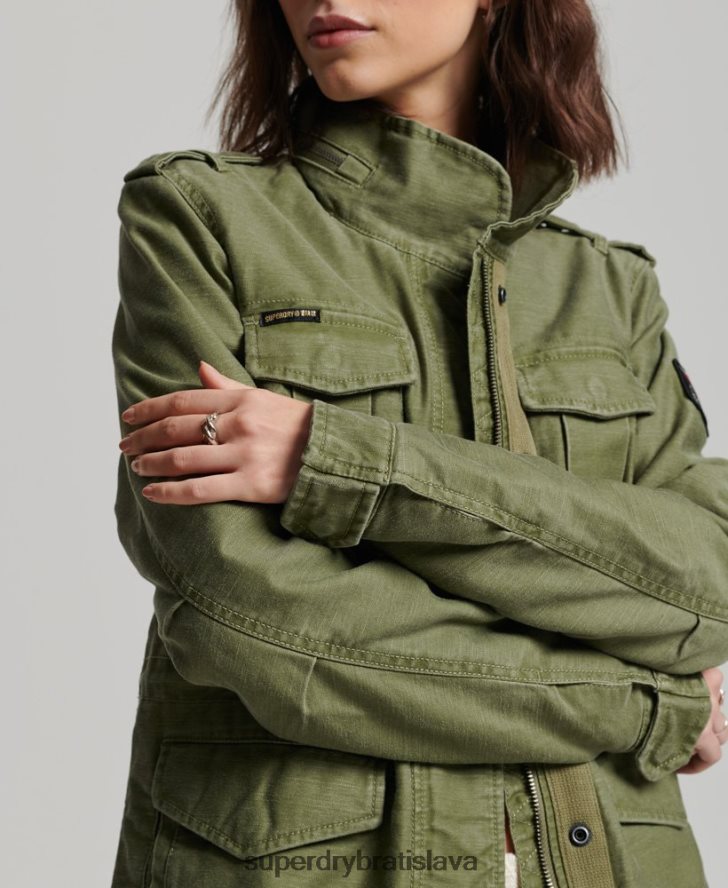 Superdry ženy nováčik borg podšitá vojenská bunda 6B4ZTR5416 oblečenie kaki