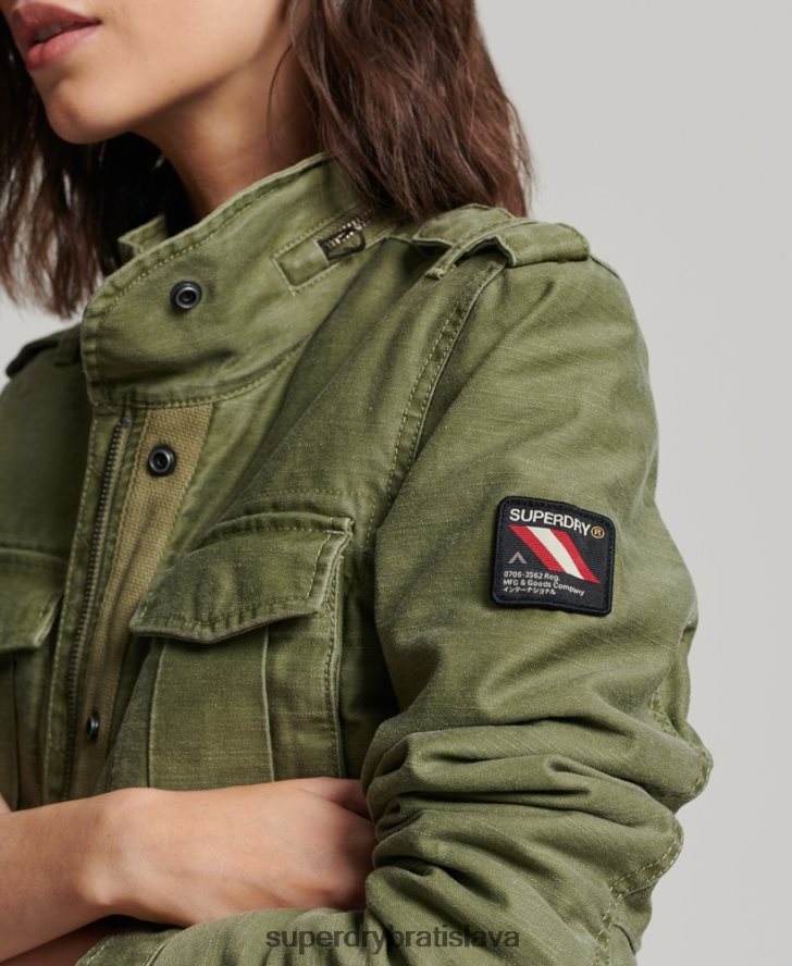 Superdry ženy nováčik borg podšitá vojenská bunda 6B4ZTR5416 oblečenie kaki