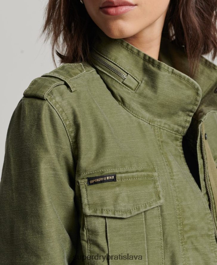 Superdry ženy nováčik borg podšitá vojenská bunda 6B4ZTR5416 oblečenie kaki
