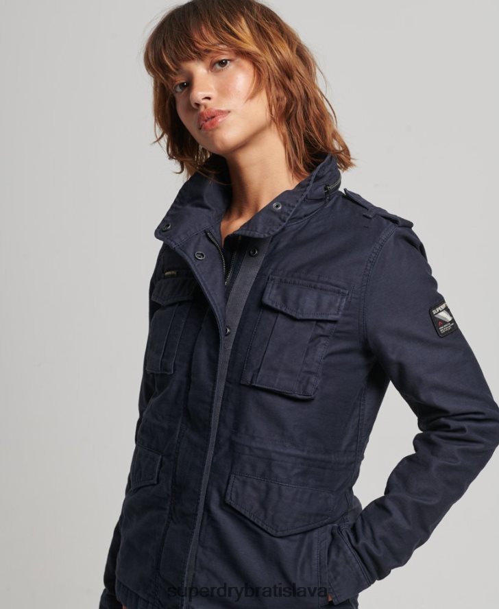 Superdry ženy nováčik borg podšitá vojenská bunda 6B4ZTR5667 oblečenie Modrá