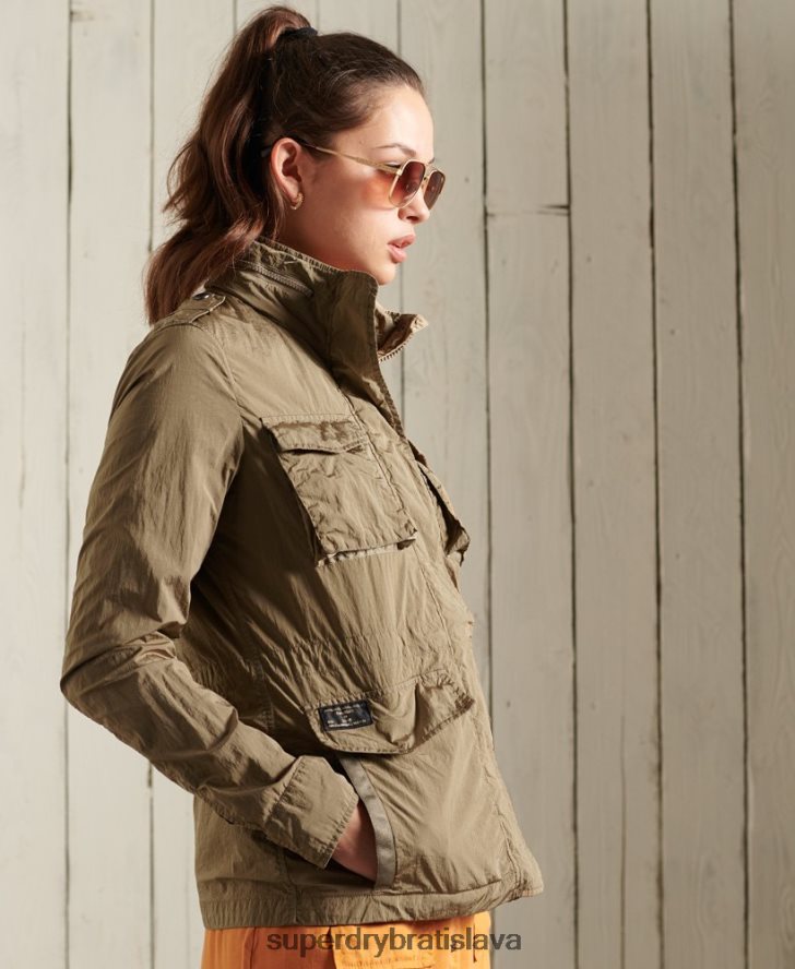 Superdry ženy nová vojenská bunda m65 6B4ZTR5657 oblečenie béžová