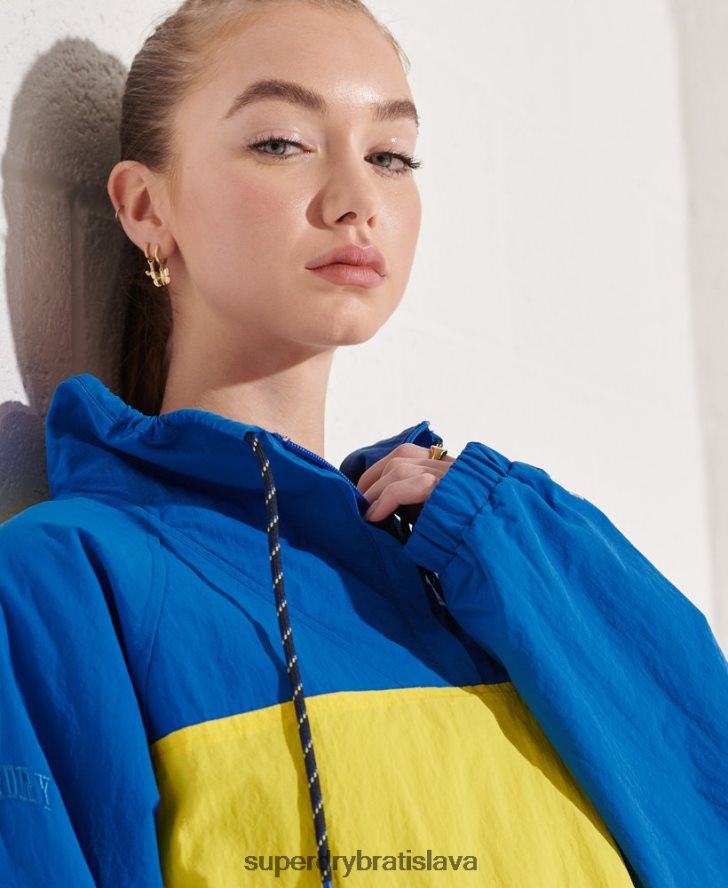 Superdry ženy overhead skrátená bunda 6B4ZTR5706 oblečenie Modrá