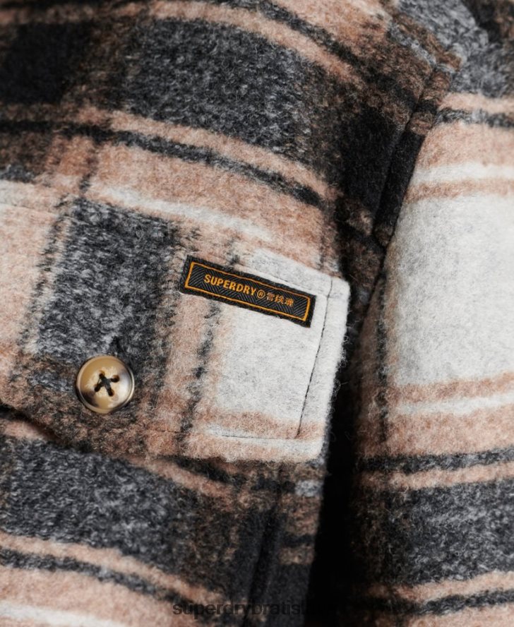 Superdry ženy overshirt sako 6B4ZTR5485 oblečenie sivá