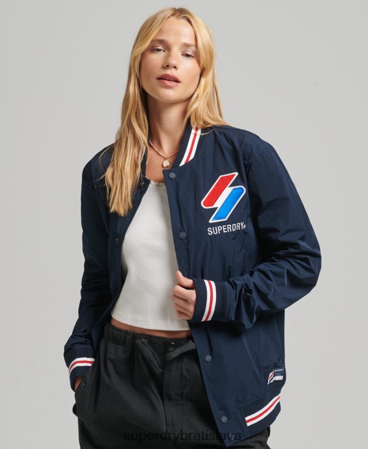 Superdry ženy oversized nylonová univerzitná bunda 6B4ZTR5728 oblečenie námorníctvo
