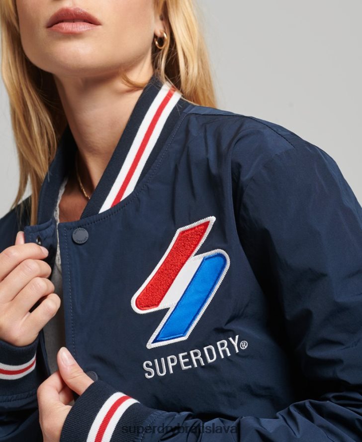 Superdry ženy oversized nylonová univerzitná bunda 6B4ZTR5728 oblečenie námorníctvo