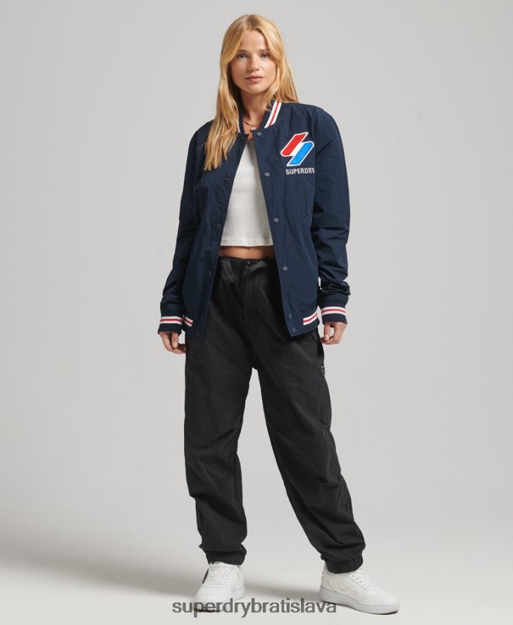 Superdry ženy oversized nylonová univerzitná bunda 6B4ZTR5728 oblečenie námorníctvo