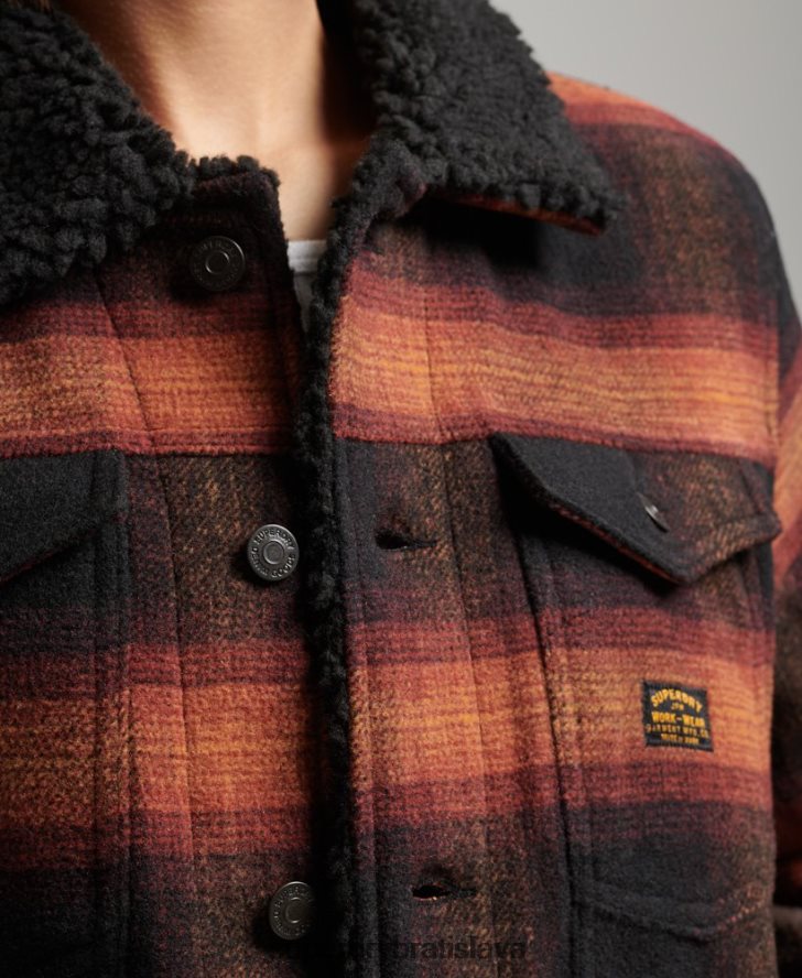 Superdry ženy oversized vlnená šerpa trucker bunda 6B4ZTR5434 oblečenie červená