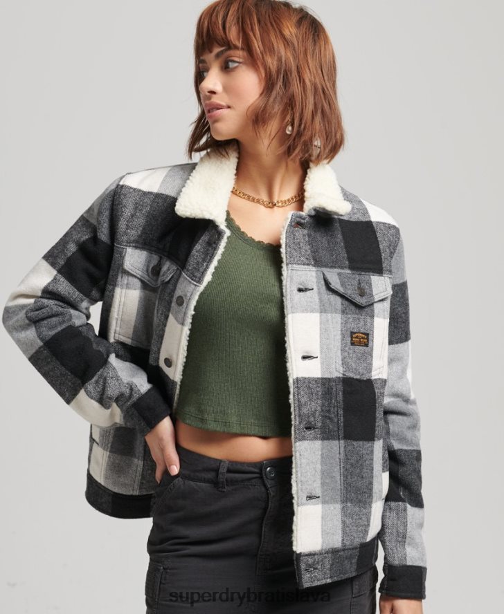 Superdry ženy oversized vlnená šerpa trucker bunda 6B4ZTR5564 oblečenie čierna