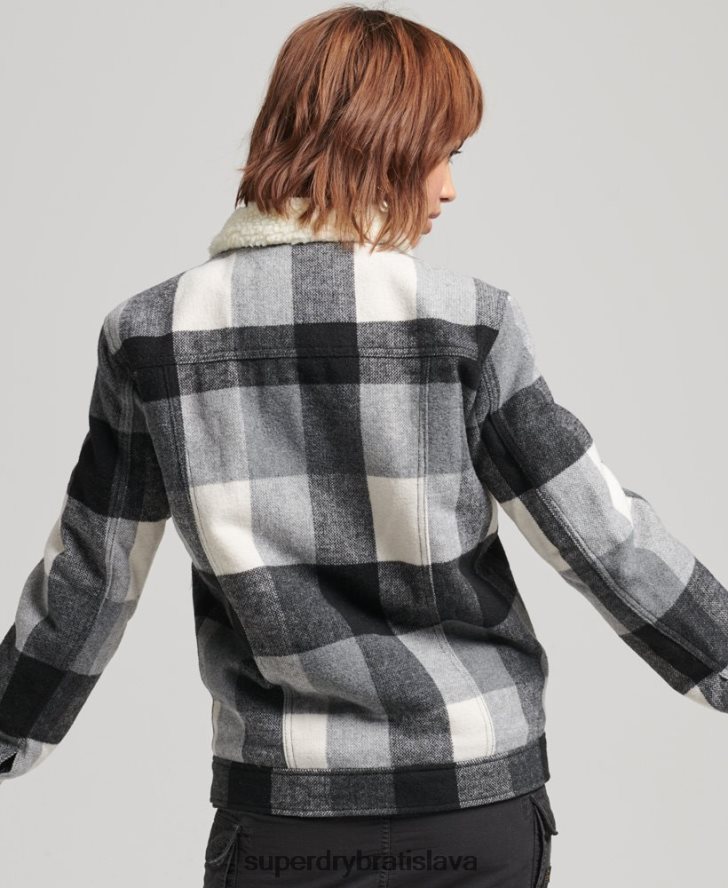 Superdry ženy oversized vlnená šerpa trucker bunda 6B4ZTR5727 oblečenie čierna