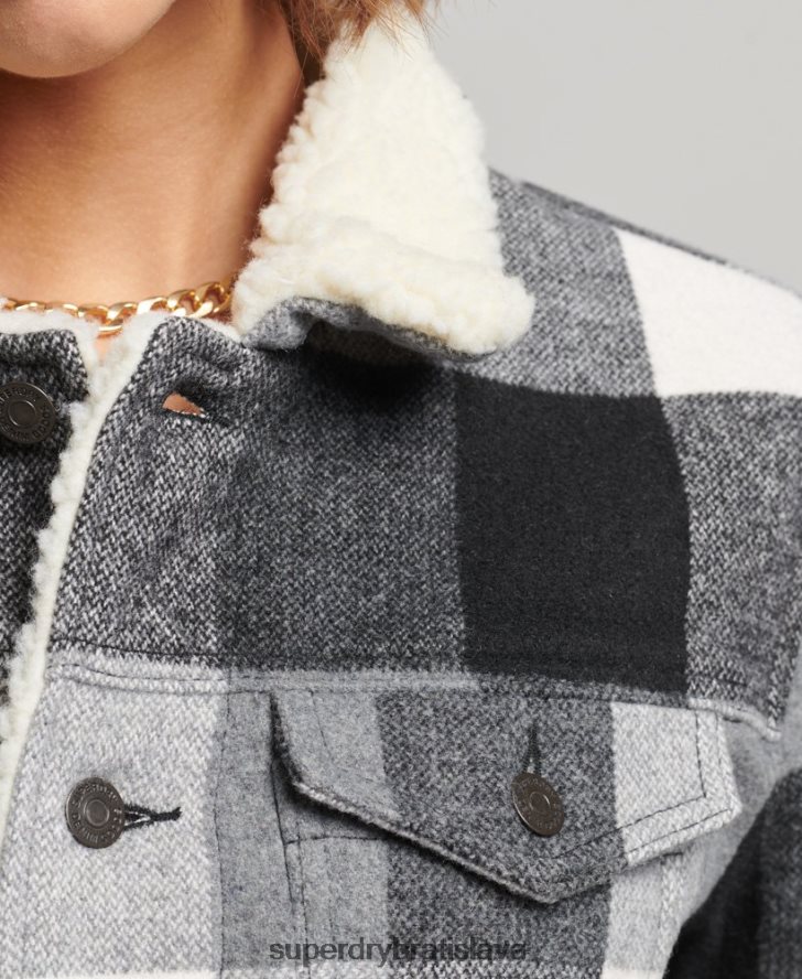 Superdry ženy oversized vlnená šerpa trucker bunda 6B4ZTR5727 oblečenie čierna