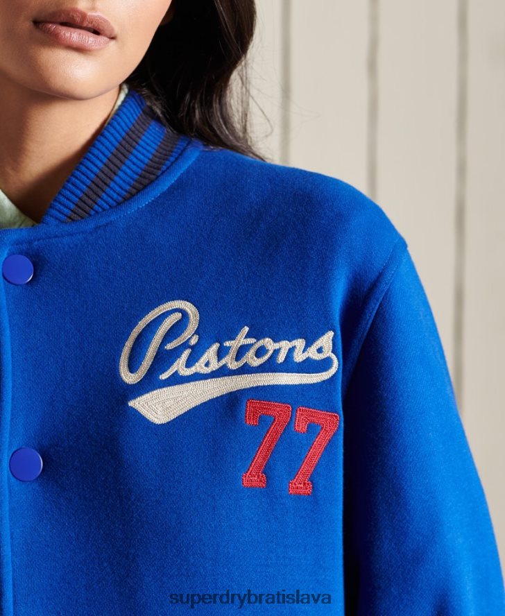Superdry ženy oversized vysokoškolský džersejový bomber 6B4ZTR5895 oblečenie Modrá