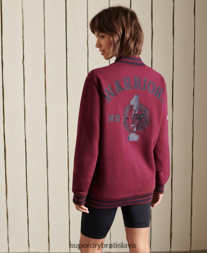 Superdry ženy oversized vysokoškolský džersejový bomber 6B4ZTR5922 oblečenie Fialová